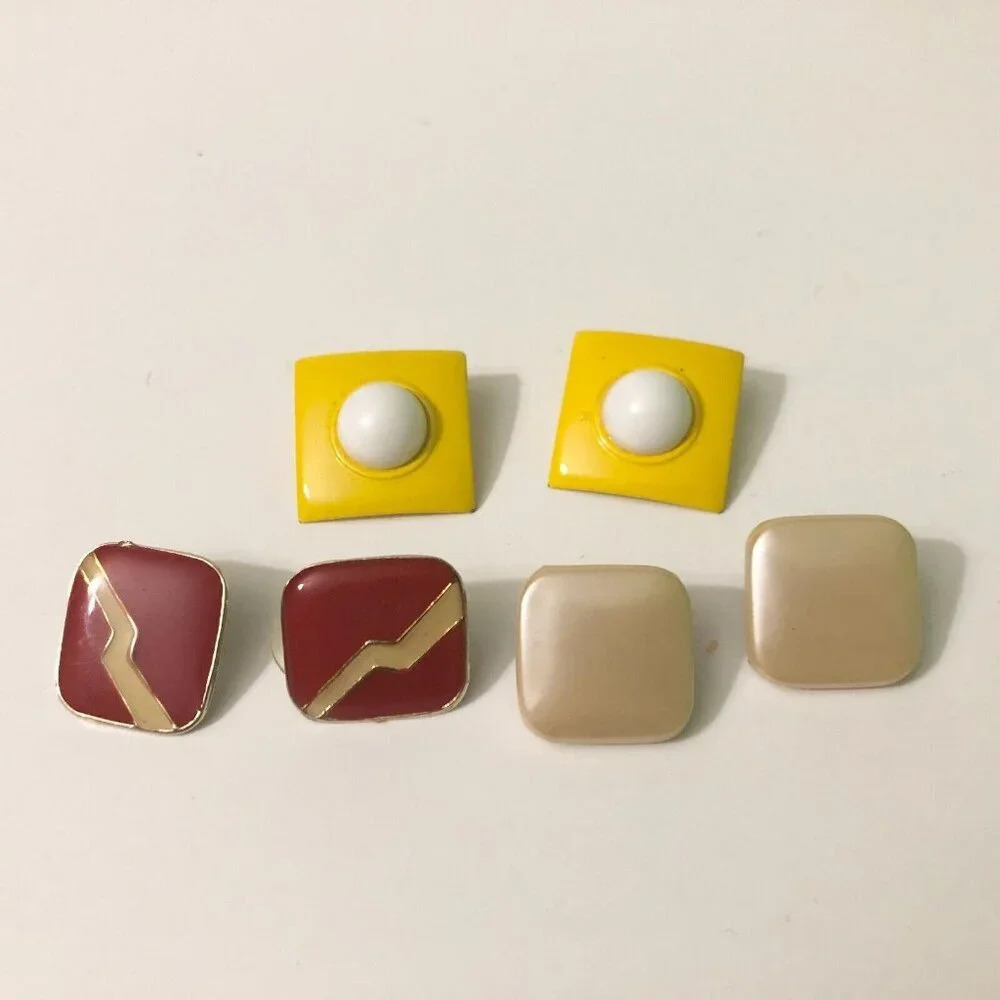 Vintage Lot of 3 Earrings Costume Jewelry Mismatched Backings